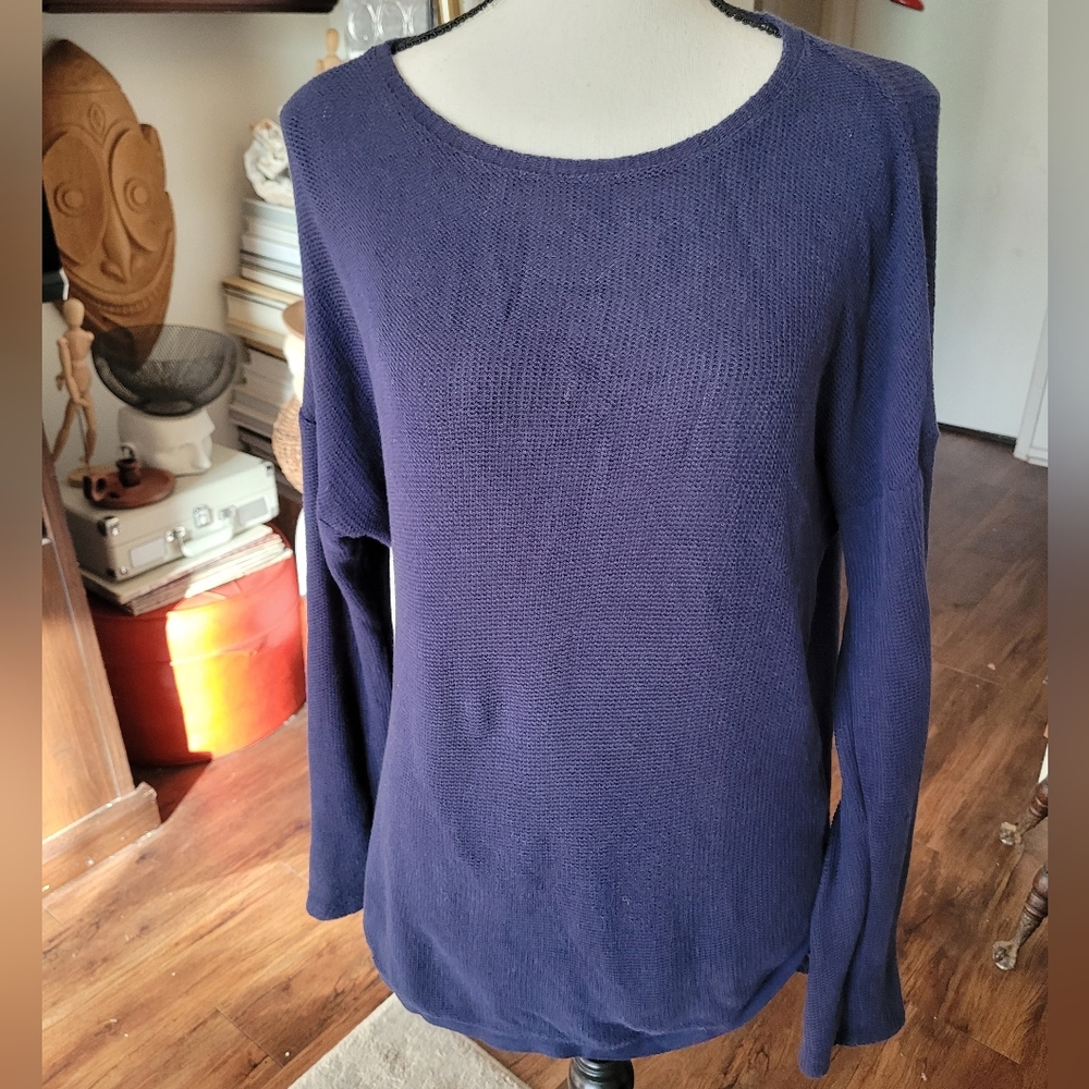 Anthropologie Deep Blue Crew Neck Sweater